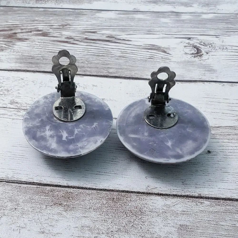 Vintage Clip On Earrings Unusual Domed Swirl Design 1.25